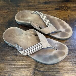 Chaco Womens Size 8 Striped Leather Sandals Flip Flops Thongs Shoes